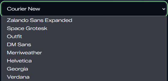 Fonts selection screenshot